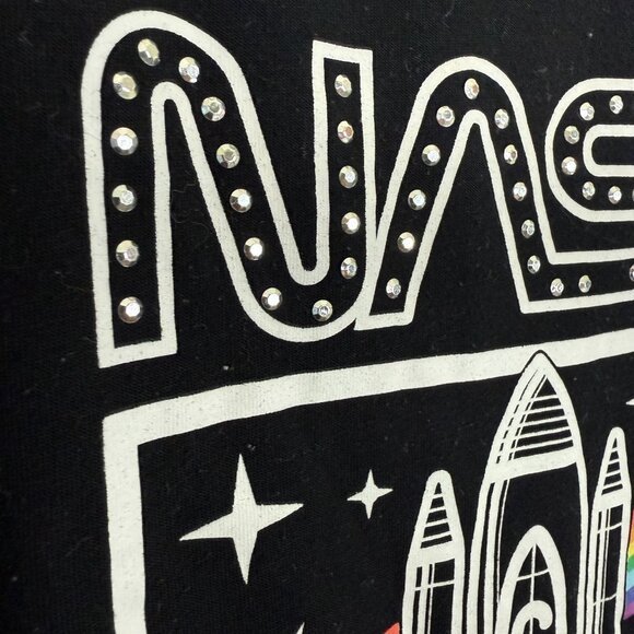 NASA Cosmic 1975 Space Shuttle Graphic Tee Black Sz Large Jrs Retro Pride Style - Picture 4 of 11